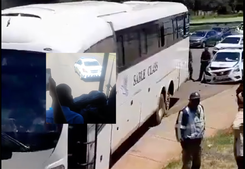 WATCH: Zimbabwe bus ‘with illegals’ in dramatic road chase with SA police; tries to knock cops car over