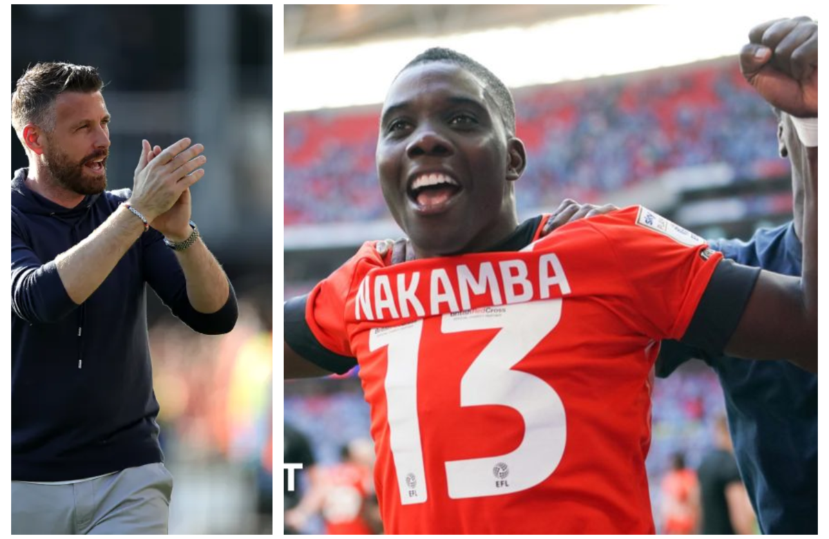 Luton boss Rob Edwards (Left) and midfielder Marvelous Nakamba