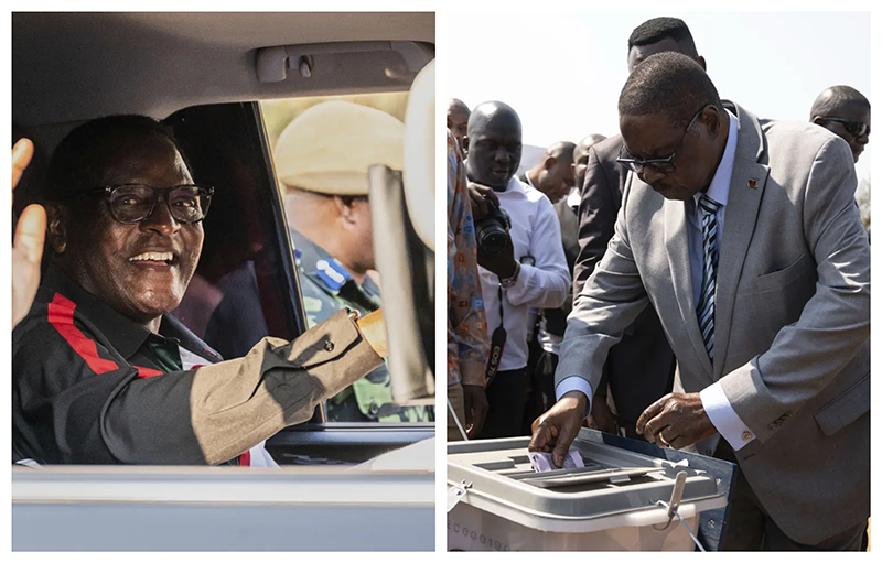 President Lazarus Chakwera (left) and challenger Peter Mutharika