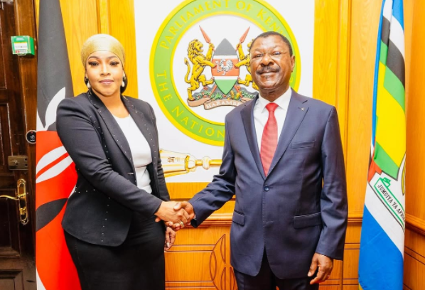 Elizabeth Tsvangirai with Kenya's National Assembly Speaker Moses Wetang’ula
