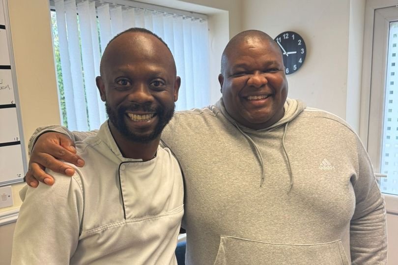 Dereck Mhone, left, and Taffy Mutengwa, both 41, reunited at Ingleby Care Home