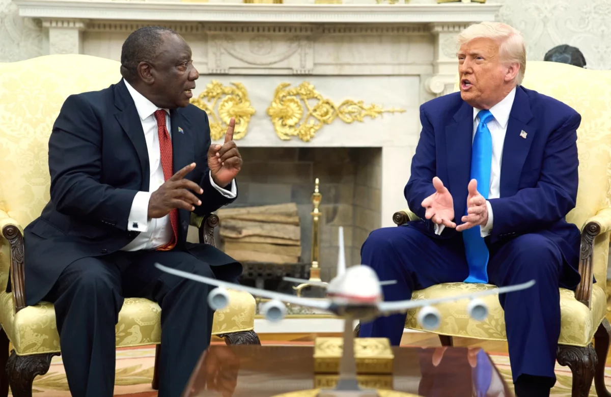 President Donald Trump meets South Africa’s President Cyril Ramaphosa in the Oval Office of the White House, May 21, 2025