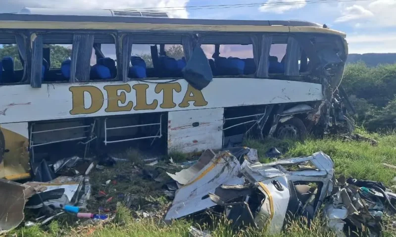 Wreckage from the fatal Christmas Day head-on collision on the N1-29 near Musekene in Limpopo, involving a Delta passenger bus and an Isuzu heavy motor vehicle