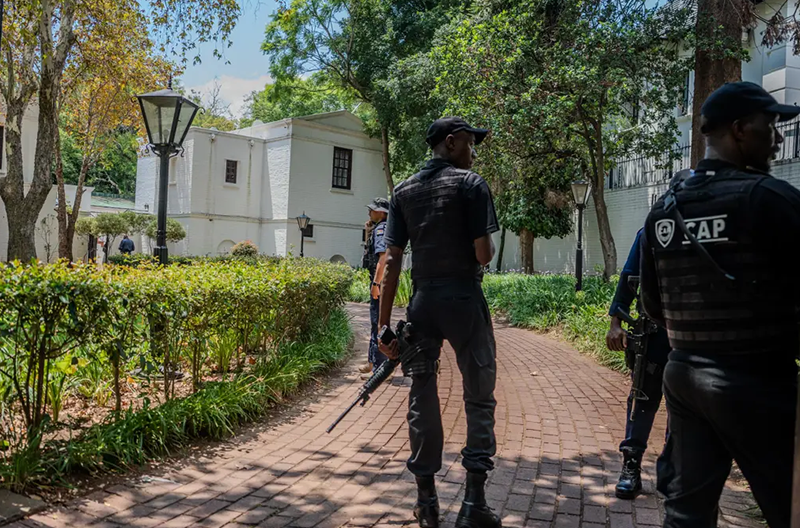 Private security on the scene following a shooting at the home of the son of former Zimbabwe President, Robert Mugabe, in Hyde Park, on 19 February 2026